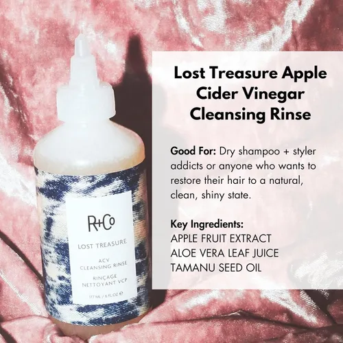 Miniatura 2 de R+Co Lost Treasure - Enjuague limpiador de vinagre de sidra de manzana, brillo dramático, suaviza el cabello, conserva el color, vegano y libre