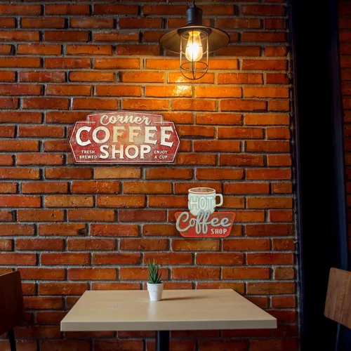 Miniatura 5 de Hot Coffee Shop - Letrero de Metal en Relieve - Letrero Vintage de Cafetería para Cocina, Oficina o Bar de Café