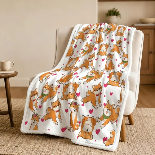 Miniatura 26 de BlessLiving Golden Retriever - Manta con patrones densos de perros, manta de forro polar Sherpa para sofá cama, manta suave y acogedora