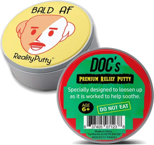 Miniatura 8 de Bald AF Reality Putty - Regalo de broma de hombre calvo para hombres, masa de estrés con purpurina naranja
