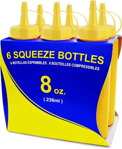 Miniatura 14 de New Star Foodservice 26283 - Botellas exprimibles de plástico, 8 onzas, rojas, paquete de 6
