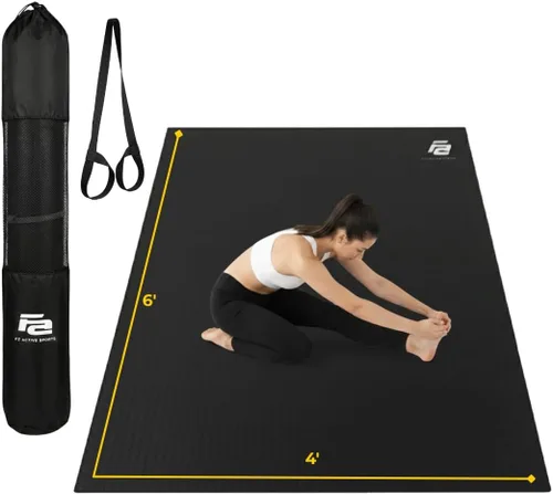 Fit Active Sports Alfombrilla de entrenamiento extragrande de 6 x 4 pies con bolsa de transporte y correas, resistente, antideslizante, para