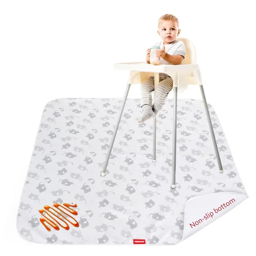 Miniatura 12 de Tapete antisalpicaduras para debajo de la silla alta, antideslizante, impermeable, tapetes de piso para la hora de comer, lavables, portátiles, Gris