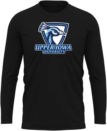 Miniatura 247 de Camisa deportiva de manga larga oficial de la NCAA Collegiate para hombre, colección negra con logotipo primario