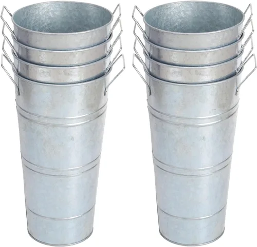 Miniatura 16 de Notakia Jarrones de metal galvanizado, jarrones de cubo de flores francesas para flores cortadas para decoración del hogar y decoración de mesa