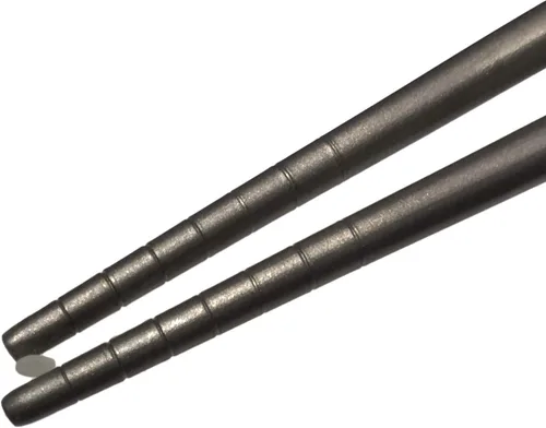 Miniatura 7 de Valtcan Palillos de titanio de 9 pulgadas, 0.95 oz, ultraligeros, puntas ranuradas, cero sabor metálico, extremos cuadrados antivuelco, palillo