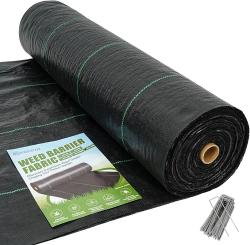 Miniatura 10 de Tela de barrera de malezas de 3 pies x 50 pies – 3.2 oz Premium Heavy Duty Weed Block cubierta del suelo con 20 clavijas de seguridad en forma de U