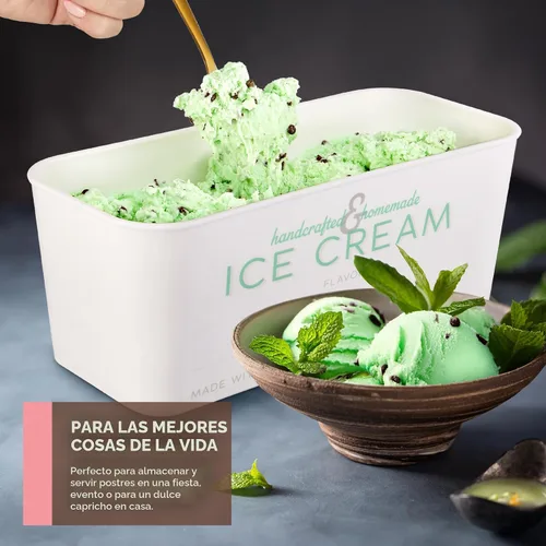 Miniatura 6 de Recipientes para helados con tapas herméticas de silicona (paquete de 2) de 2 cuartos de galón cada uno, recipientes reutilizables para congeladores