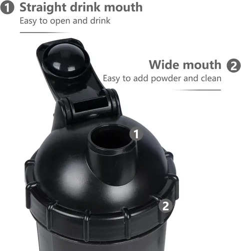 Miniatura 5 de Shaker Bottle - Botellas mezcladoras de proteínas de 18 onzas con almacenamiento de polvo y estuche para píldoras, 16.9 fl oz, taza agitadora