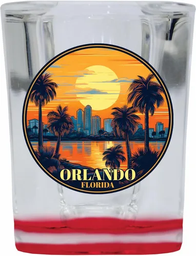 Miniatura 6 de Orlando Florida B Souvenir - Vaso de chupito cuadrado de 2.5 onzas, base azul individual
