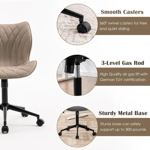 Miniatura 6 de YOUNUOKE Silla de escritorio sin brazos, cómoda silla de oficina con ruedas, silla ergonómica para el hogar, sillas ajustables para computadora