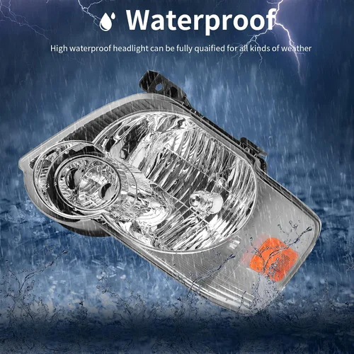 Miniatura 6 de Conjunto de repuesto de faros delanteros para Ford Explorer. Reflectores ámbar, carcasa cromada