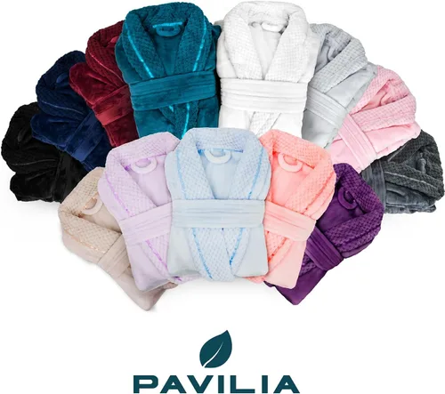 Miniatura 6 de Albornoz PAVILIA de lujo para mujer de felpa, con ribete de gofre suave, albornoz de felpa cálido y suave