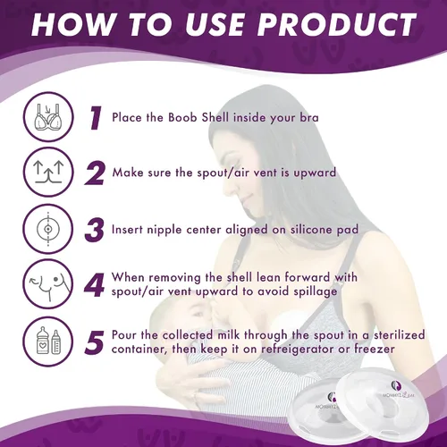 Miniatura 7 de Mommyz Love Conchas de mama y receptor de leche para lactancia materna sin tapones – Recogedor de leche materna para aliviar y proteger el dolor