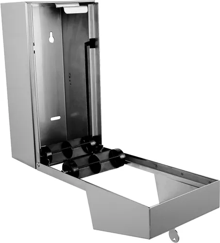 Miniatura 3 de Dispensador de papel higiénico comercial, soporte de doble rollo de acero inoxidable 304, dispensador de pañuelos de montaje en pared con cerradura