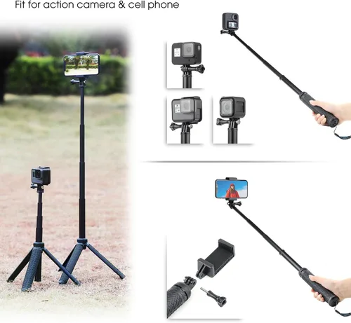 Miniatura 5 de SOONSUN Palo selfie impermeable de aluminio 3 en 1 para GoPro Hero 13 12 11 10 9 8 7 6 5 4, Fusion, Max, Session, Insta360, AKASO, SJCAM, Osmo