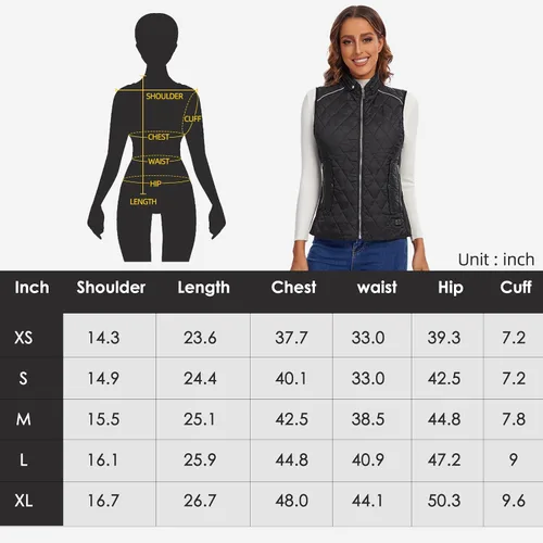 Miniatura 6 de Heated Vest For Women - Stand Collar Quilted Outerware Neck Heating With 6 Heating AerasBattery Included