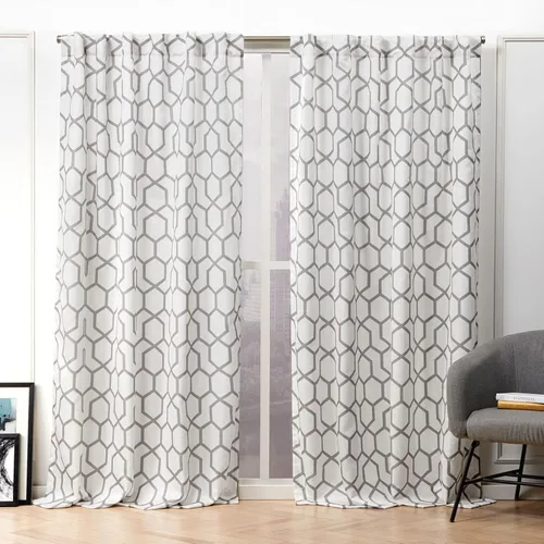NICOLE MILLER NEW YORK Hexa - Par de paneles de cortinas filtrantes de luz, pestañas ocultas y bolsillo para cortinero, 54 x 84 pulgadas, color