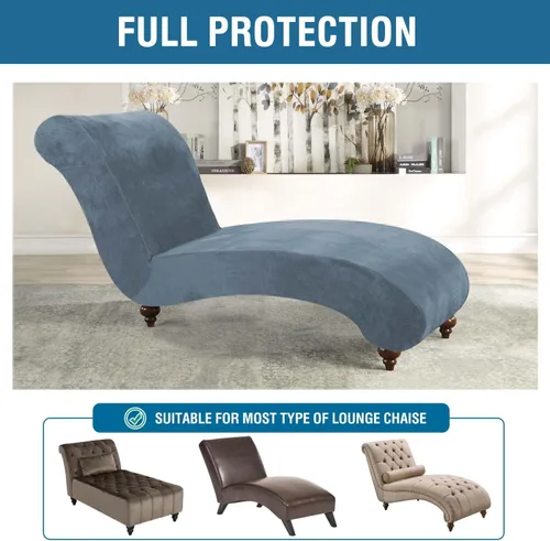 Miniatura 5 de H.VERSAILTEX Funda para Chaise Lounge de Interior de Terciopelo, Funda Deslizable para Chaise de Alta Elasticidad, Funda para Silla Lounge de Lujo