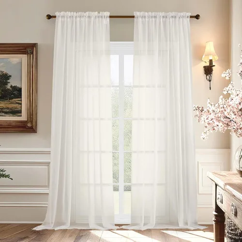 Miniatura 129 de Aiyufeng 2 paneles de cenefa transparente negra de 14 pulgadas de largo, cortinas cortas negras transparentes para dormitorio, cortinas de cocina