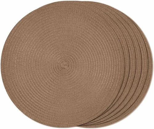 Miniatura 22 de FunWheat Juego de 4 manteles individuales redondos trenzados para mesas de comedor, manteles tejidos resistentes al calor, 15 pulgadas