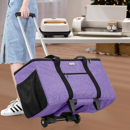 Miniatura 7 de LUXJA Bolsa con ruedas compatible con Cricut Maker (Explore Air) y fácil de presionar (9 x 9 pulgadas), funda de transporte para máquina troquelada