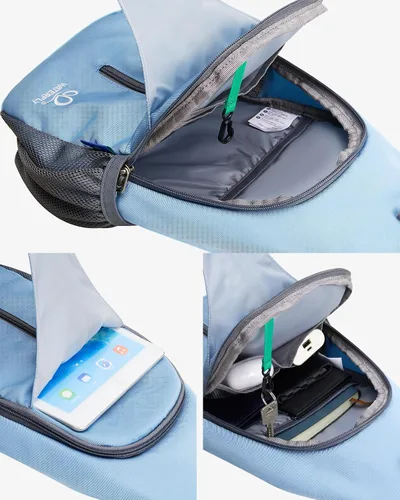 Miniatura 28 de WATERFLY Bolsa pequeña de senderismo: mochila cruzada para el pecho, mochila para hombres y mujeres con correa de hombro agradable a la piel