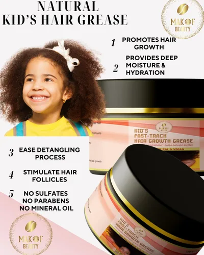 Miniatura 2 de Grasa para el crecimiento del cabello para niños con extracto de batana orgánico y puro crudo, romero, fenogreco, aceite de amla mantequilla