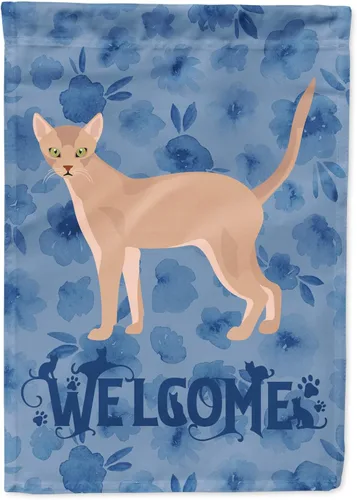 Miniatura 229 de Caroline's Treasures CK4813CHF - Bandera de bienvenida con gato abisinio azul, manga grande, para porche, para colgar en la pared, poliéster
