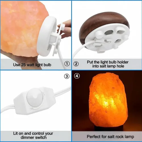 Miniatura 4 de Cable de lámpara de sal del Himalaya, con interruptor de atenuación, bombilla de Navidad, cable de lámpara de sal con control de intensidad