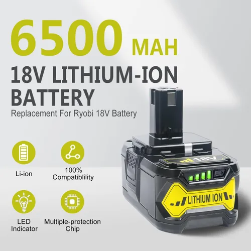 Miniatura 2 de FSKE Reemplazo de 6.5Ah para batería Ryobi 18V P102 P103 P104 P105 P107 P108 P190 P197 PBP005 BPL-1815 Herramientas eléctricas inalámbricas