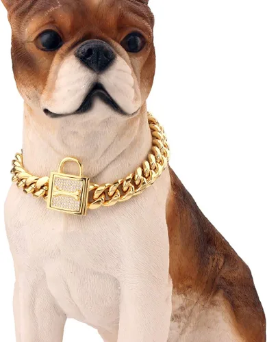 Miniatura 4 de Collar de cadena para perro, collar de cadena cubana resistente de 0.47 pulgadas, acero inoxidable 316L plata/oro, collar de entrenamiento de perro