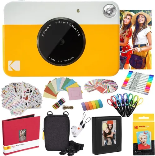 Miniatura 9 de Kodak Printomatic - Cámara instantánea (verde) todo en paquete + papel Zink (20 hojas) + funda de lujo + álbum de fotos + 7 juegos de calcomanías +