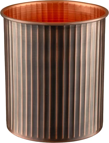 Monarch Abode Kitchen Utensil Holder – Ridge Embossed Metal Antique Copper Utensil Holder, Decorative Utensil Crock for Kitchen Counter, Cooking