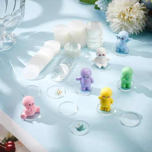 Miniatura 6 de FINGERINSPIRE 100 piezas de lámina de acrílico circular transparente de 1 pulgada, bases circulares en miniatura en blanco, disco de acrílico mini