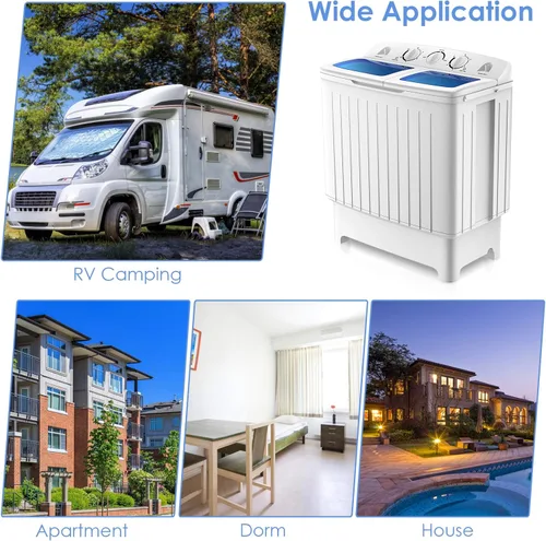 Miniatura 8 de RELAX4LIFE Lavadora y centrifugadora portátil de 20 libras de capacidad, temporizador, mini lavadora y secadora semiautomática para apartamento
