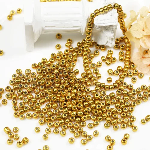 Miniatura 3 de Bala&Fillic Cuentas de color dorado de 0.157 pulgadas (0.157 in), aproximadamente 1200 piezas/3.53 oz en bolsa, 6/0 cuentas de vidrio para hacer