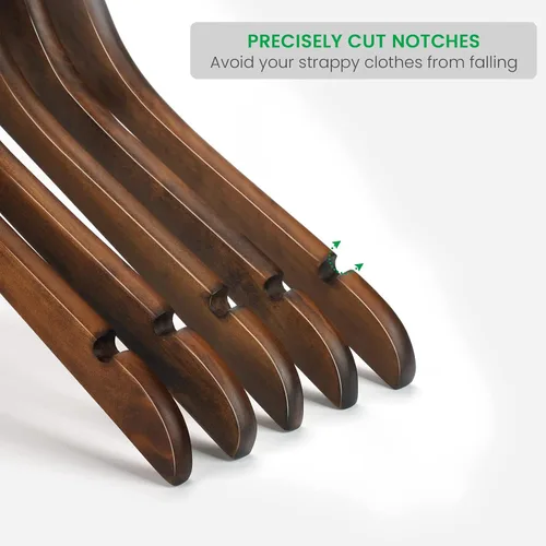 Miniatura 4 de Nature Smile Paquete de 20 perchas de madera de loto de alta calidad, perchas de madera para camisas, abrigos, chaquetas, perchas de ropa