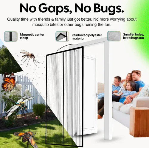 Miniatura 5 de Puerta de mosquitero magnética iGotTech, marco completamente sellado. Cubre puertas de hasta 34 x 82 pulgadas máximo. (Tamaño del artículo: 36 x 83)