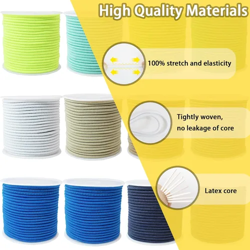 Miniatura 3 de 12 rollos de cuerda elástica colorida de 2 mm de diámetro, cuerda elástica redonda azul con cuentas para cuentas de burbuja de silicona Pony