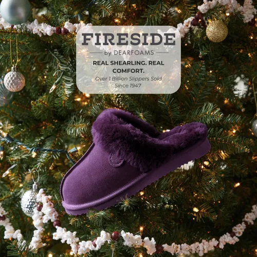 Miniatura 69 de Dearfoams Fireside Sydney Pantuflas anchas de piel de oveja para mujer, para interiores y exteriores