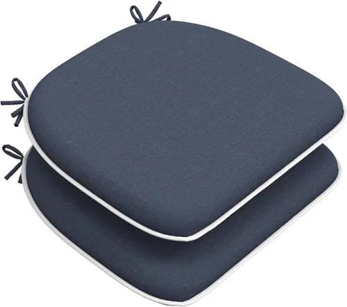 Miniatura 31 de DYTXIII Juego de 2 cojines para sillas de exterior con lazos, almohadillas repelentes al agua para sillas de patio de 17 x 16 pulgadas para muebles