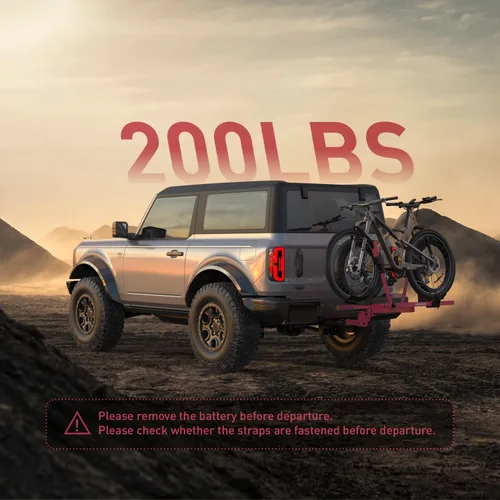 Miniatura 2 de Soporte para bicicleta eléctrica para 2 bicicletas, soporte para bicicletas de montaje en enganche de alta resistencia de 200 libras, sin marco