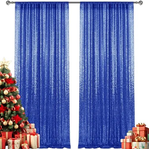 Miniatura 80 de 2 paneles de cortinas de fondo de lentejuelas verdes de 8 pies, cortinas de fondo de fotografía con purpurina para decoración de Navidad, boda