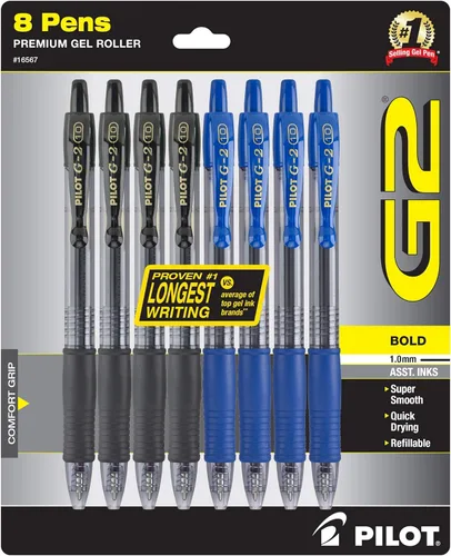 Miniatura 10 de PILOT Pen 15316 G2 Premium - Bolígrafos de gel con punta rodante, recargables y retráctiles, punta gruesa, color negro, paquete de 8