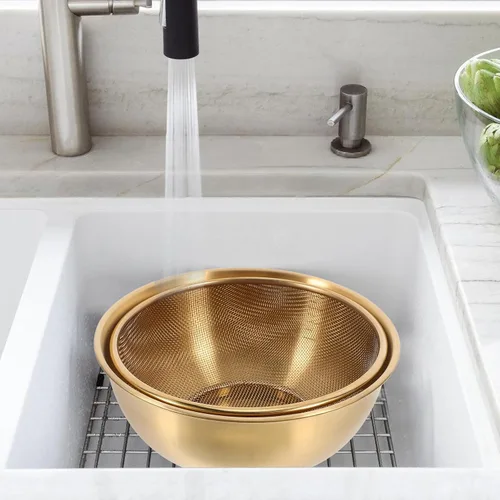 Miniatura 8 de Luxshiny Cesta coladora de acero inoxidable con colador de malla fina y lavabo de 7.08 pulgadas para cocina, verduras, frutas, arroz, limpieza