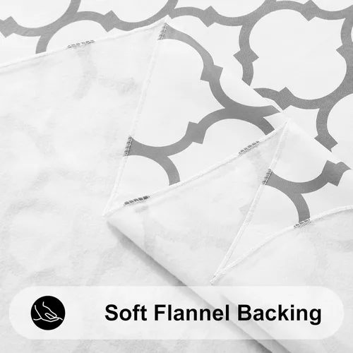 Miniatura 5 de Smiry Mantel redondo de plástico para mesa, mantel de vinilo impermeable con parte trasera de franela para mesas redondas, lavable y a prueba