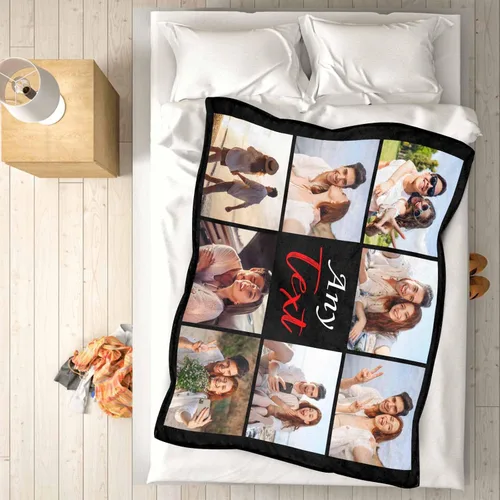 Miniatura 5 de YESCUSTOM Manta personalizada con texto fotográfico, manta personalizada con mis propias imágenes para Navidad, familia, mamá, papá, perro
