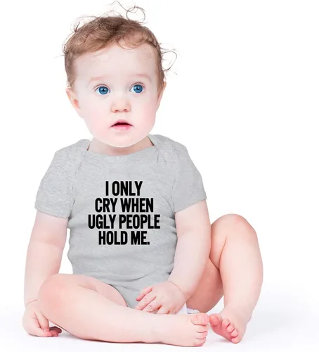 Miniatura 2 de AW Fashions I Only Cry When Ugly People Hold Me - Mameluco divertido para bebé de una pieza