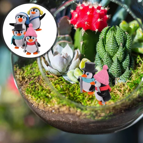 Miniatura 6 de NUOBESTY Lindos personajes de pingüinos juguetes colección de figuras de pingüino mini juego decoración decoración mini figuras de Navidad juguetes